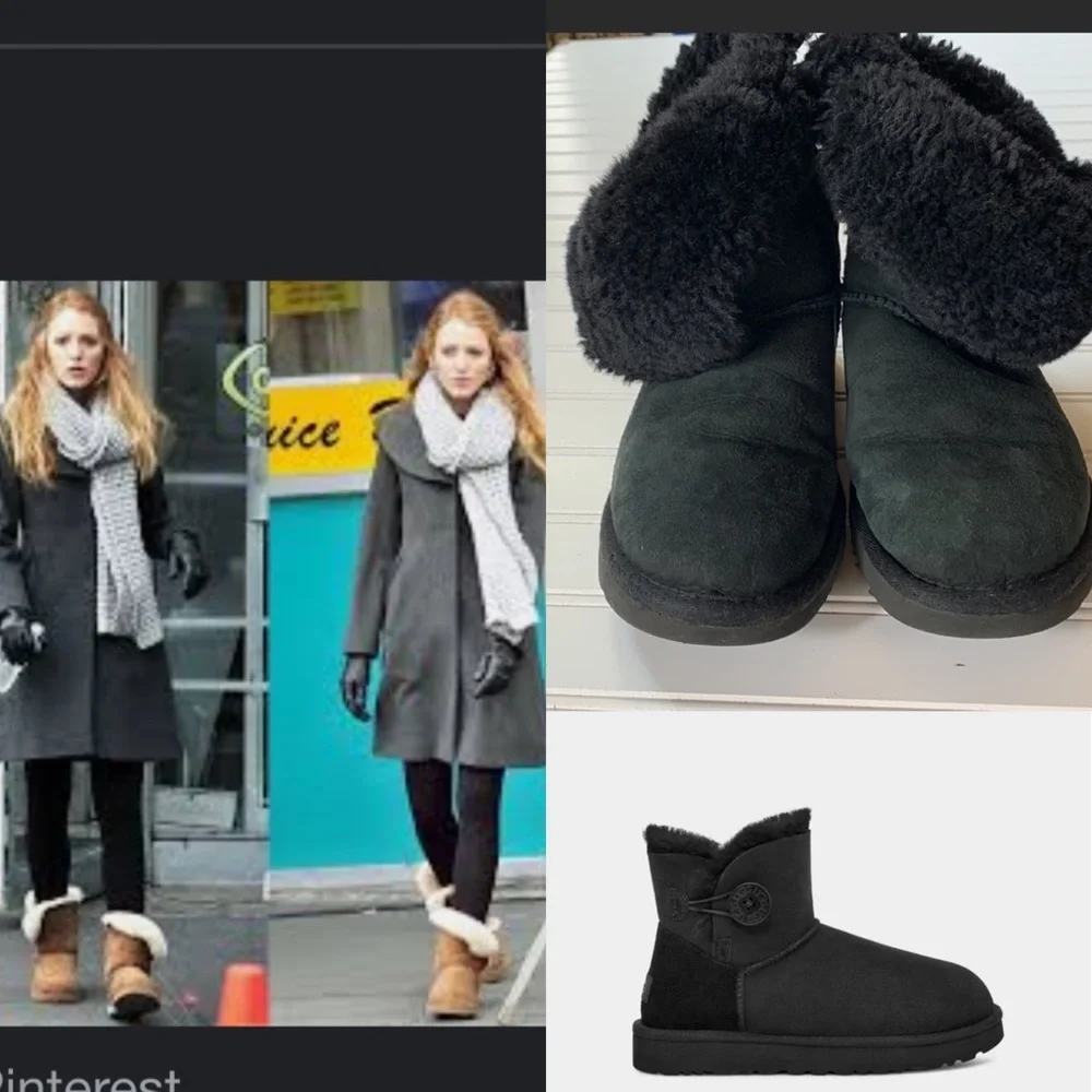 UGG Australia Bailey Button Black boot.  Size 6